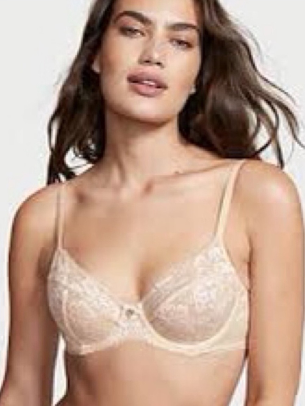 NWOT VS Champagne Unlined Lace Demi Bra